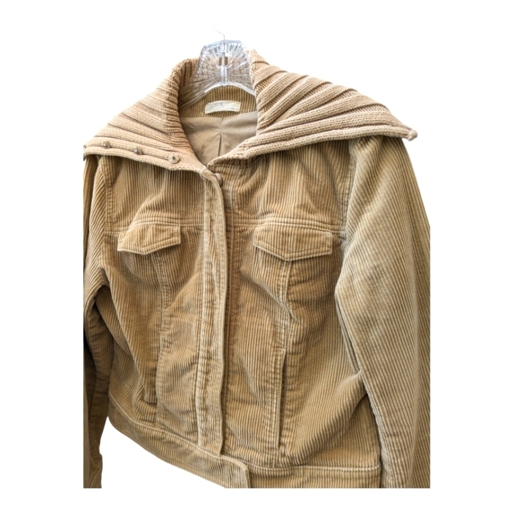 J. Crew corduroy sweater jacket coat tan waist trucker - Picture 2 of 8